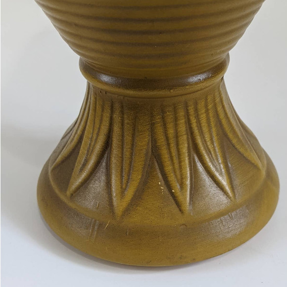 Vintage Mid-Century Mustard Yellow Chalice-Shaped Vase, 60's Chalk Floral Ware - Picture 4 of 10